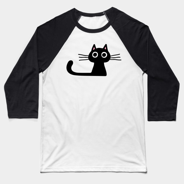 Cutie Kitty Cat Wide Eyed Black Kitten Baseball T-Shirt by Coffee Squirrel